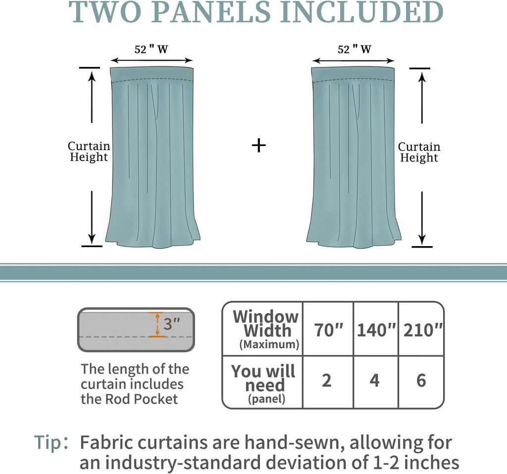 Rod Pocket and Back Tab Blackout Curtains for Bedroom - Thermal Insulated Room Darkening Curtains for Living Room, 2 Window Curtain Panels (52 X 95 Inch, Pink)