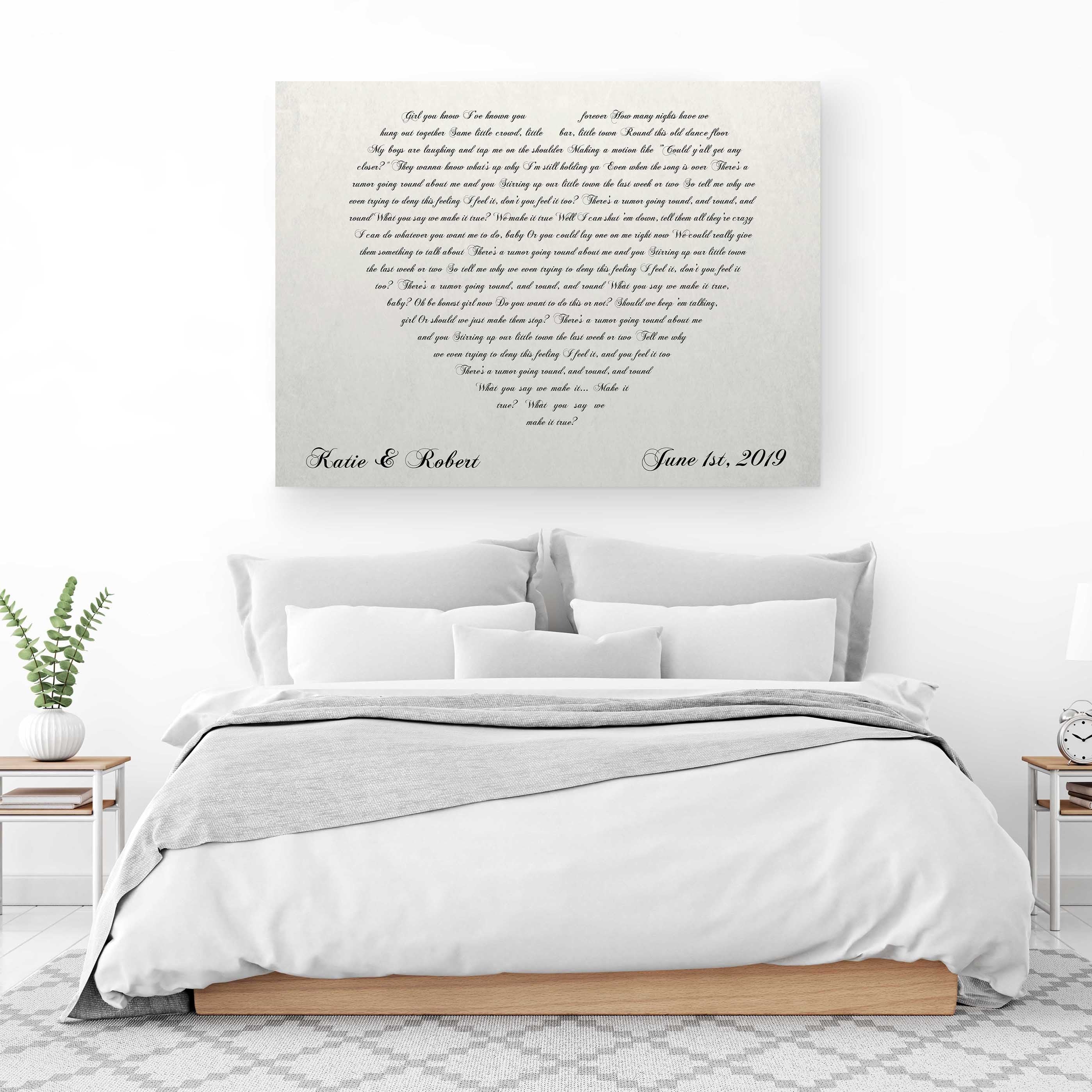 Lyrics In A Heart Canvas - Personalized Canvas
